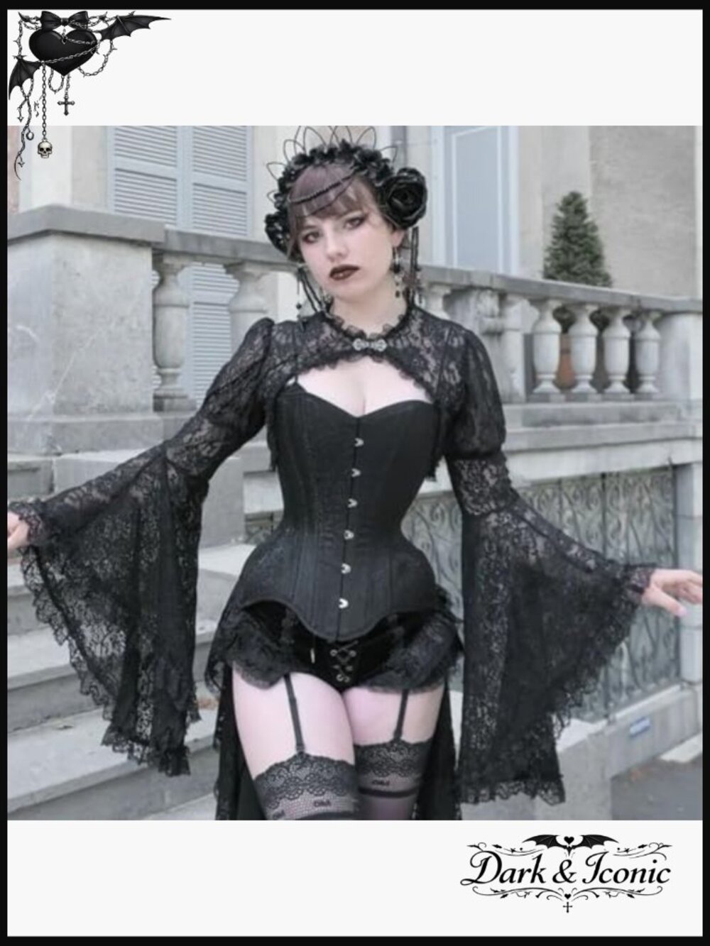 Sheer Lace Bolero Shrug Crop Top Bell Sleeves - Picture 5 of 5